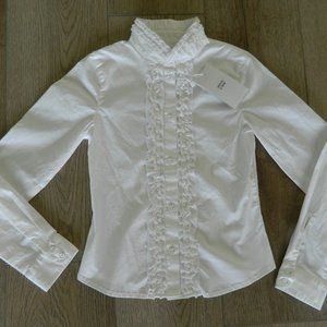 NWT Giorgio Armani Junior Girls Ruffle White Blouse Shirt sz 8A (130cm) $260